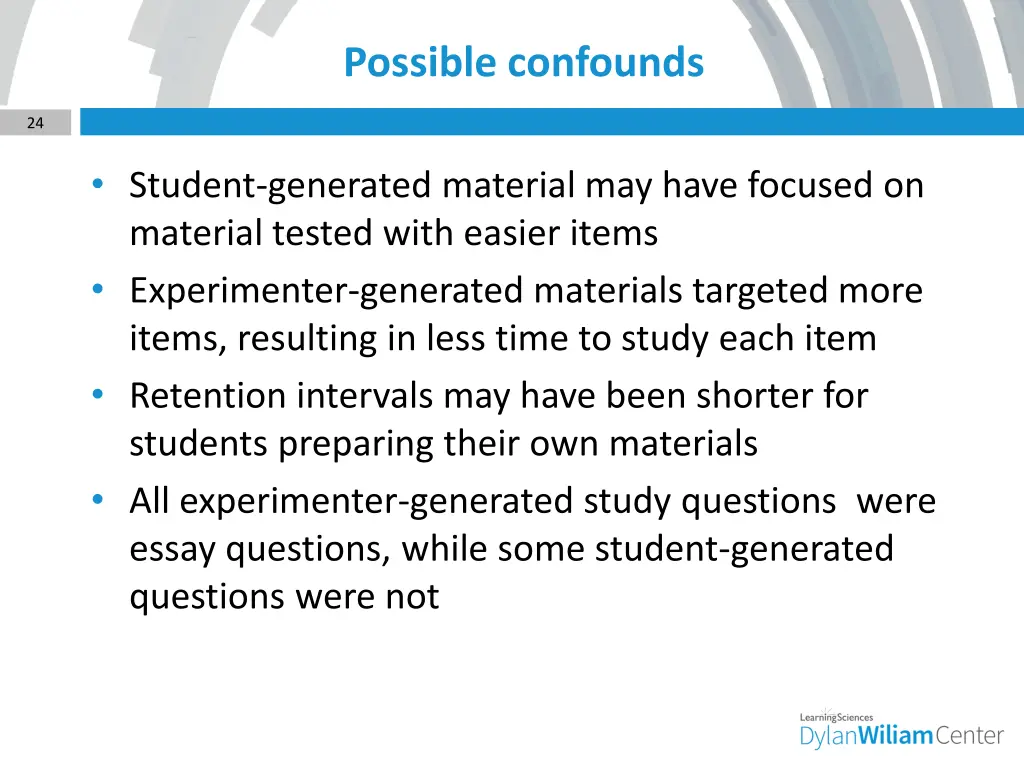 possible confounds