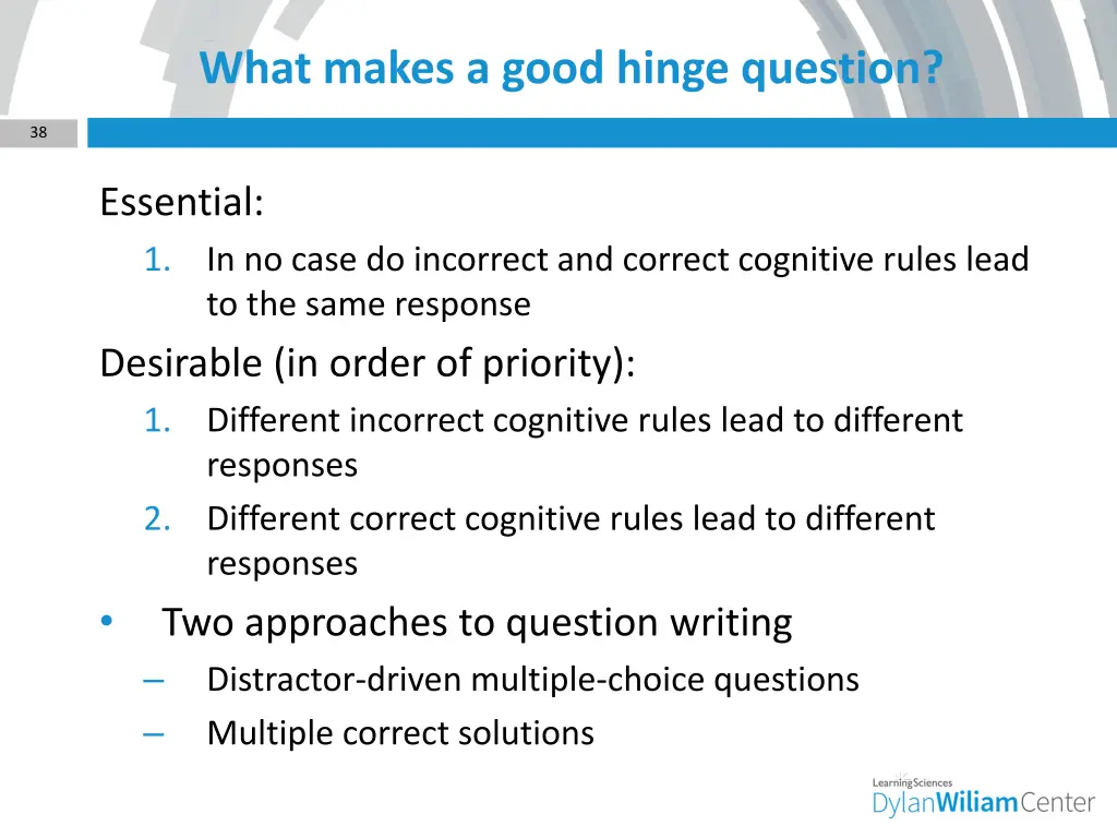 what makes a good hinge question