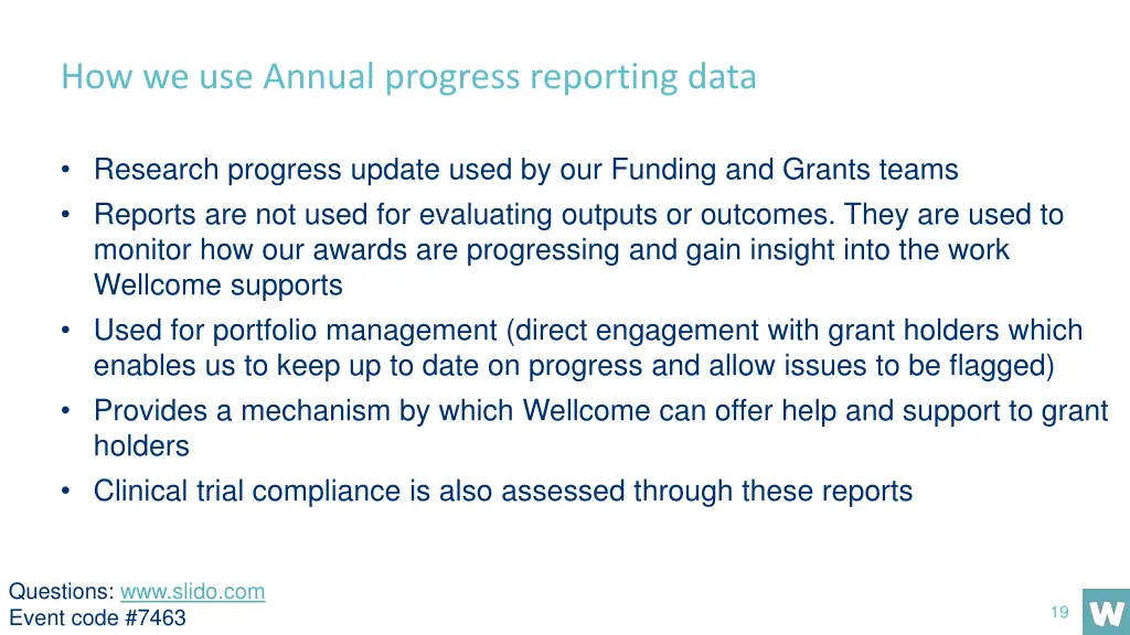 how we use annual progress reporting data