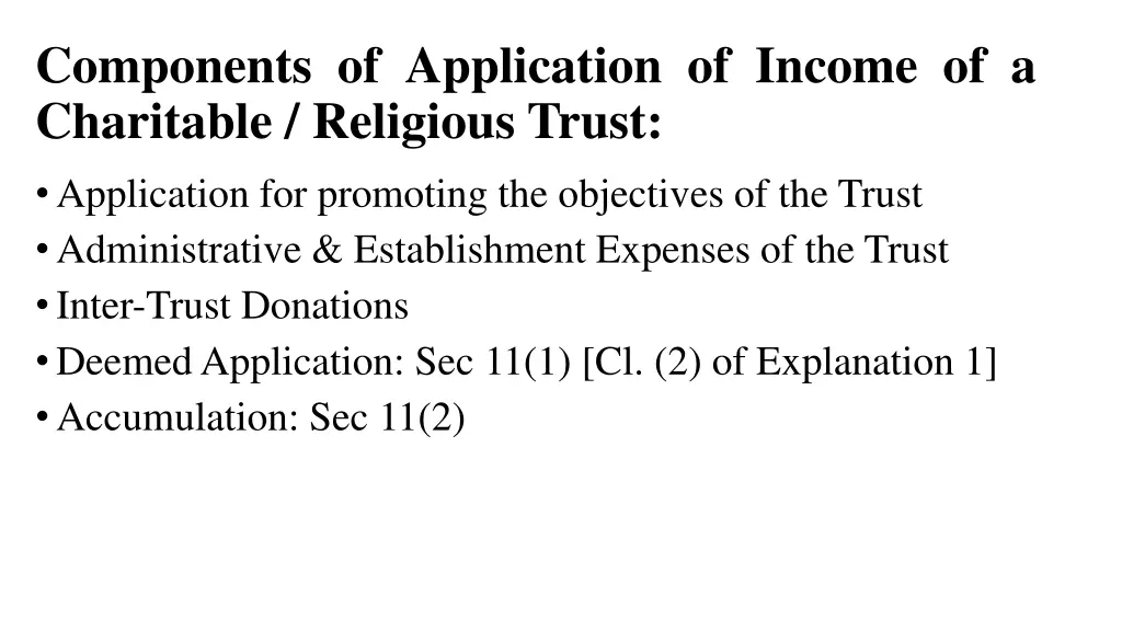 components of application of income