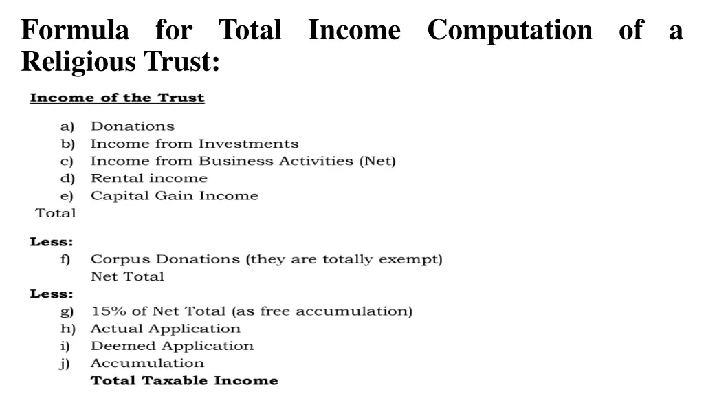 formula for total income computation