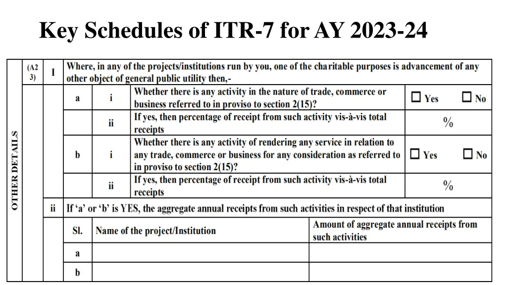 key schedules of itr 7 for ay 2023 24