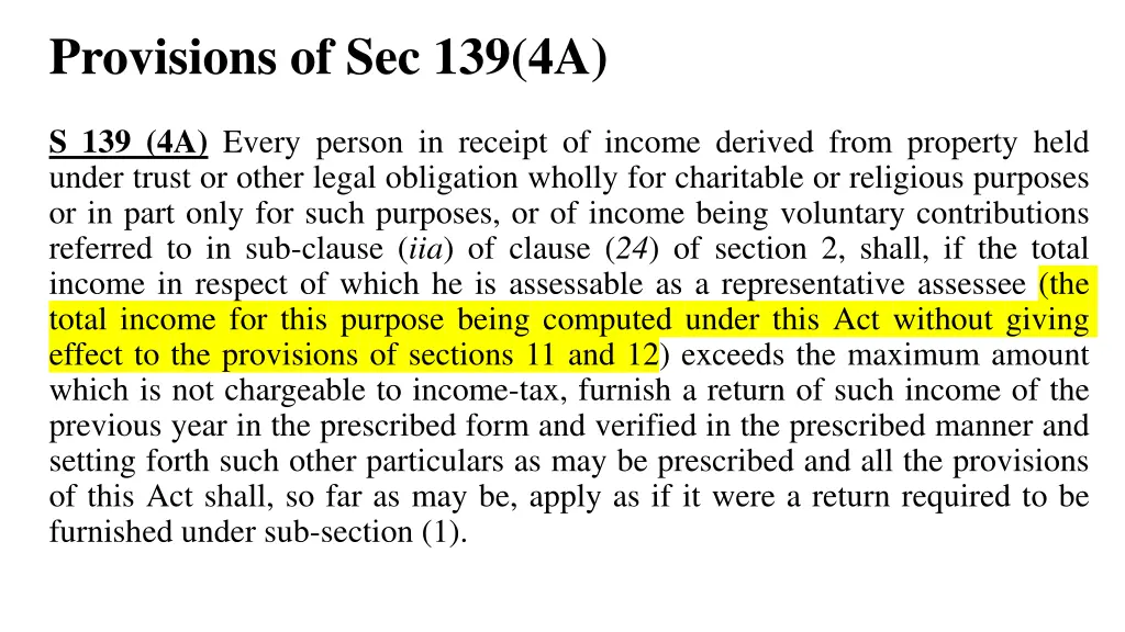 provisions of sec 139 4a