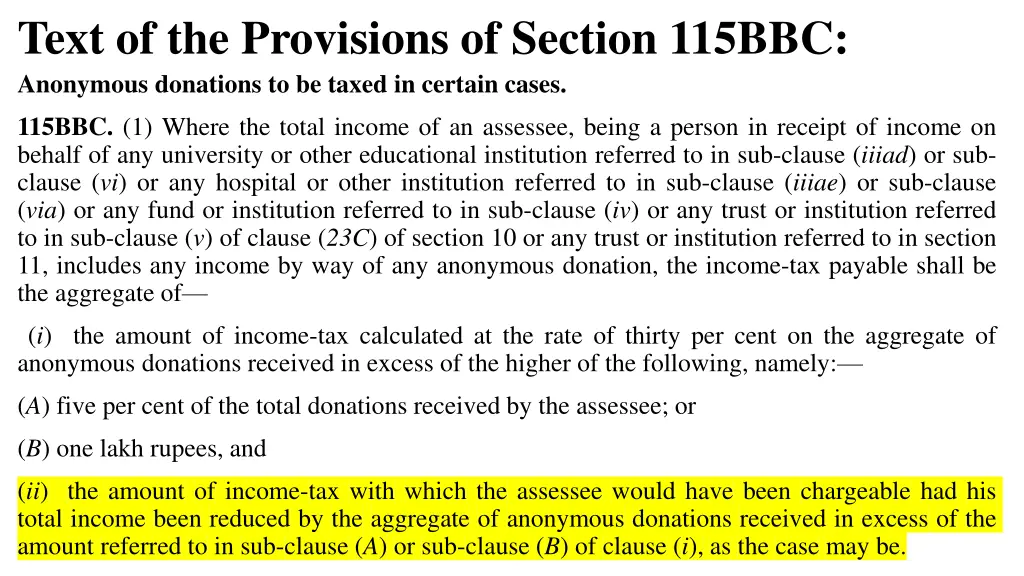 text of the provisions of section 115bbc