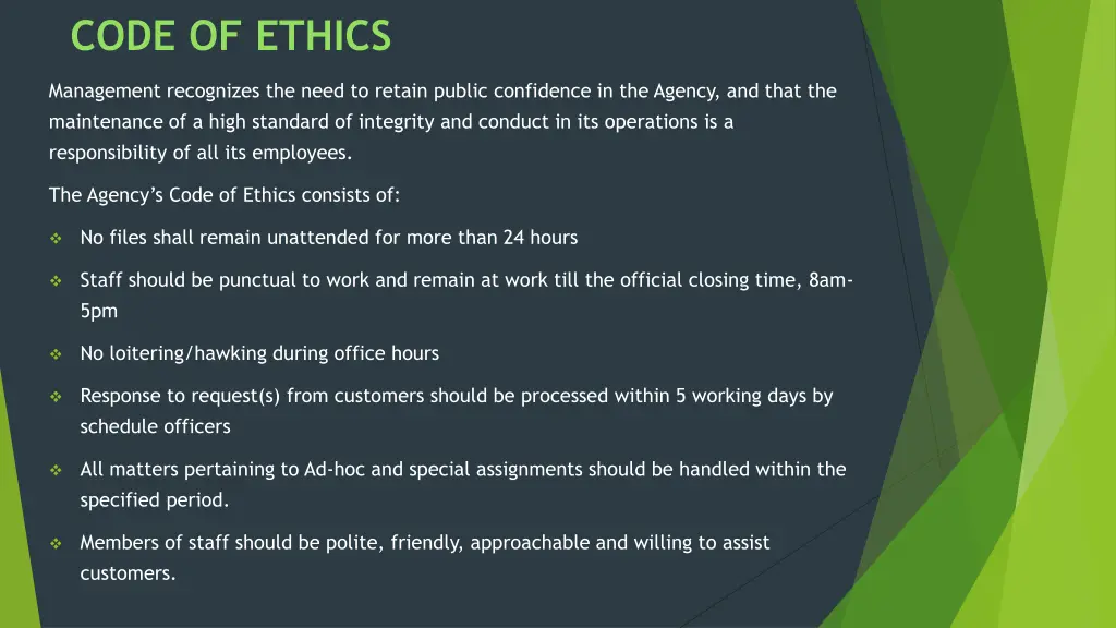 code of ethics