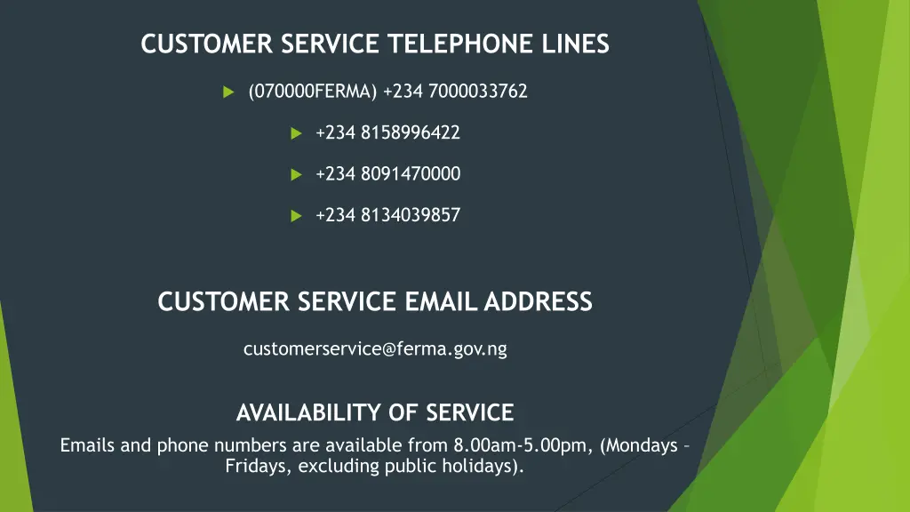 customer service telephone lines