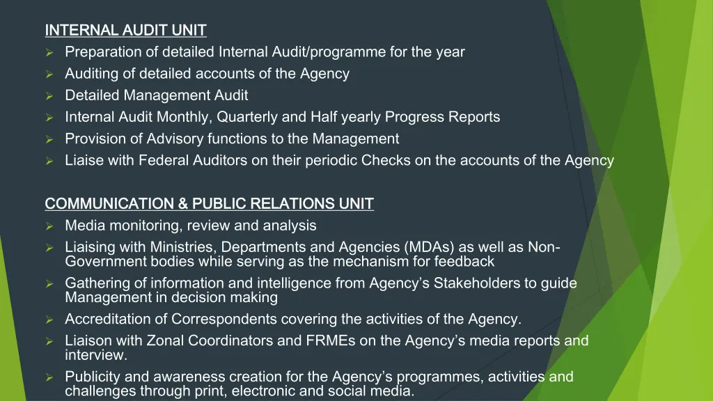 internal audit unit internal audit unit