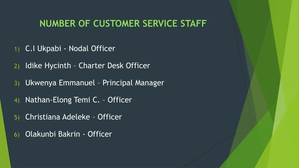 number of customer service staff