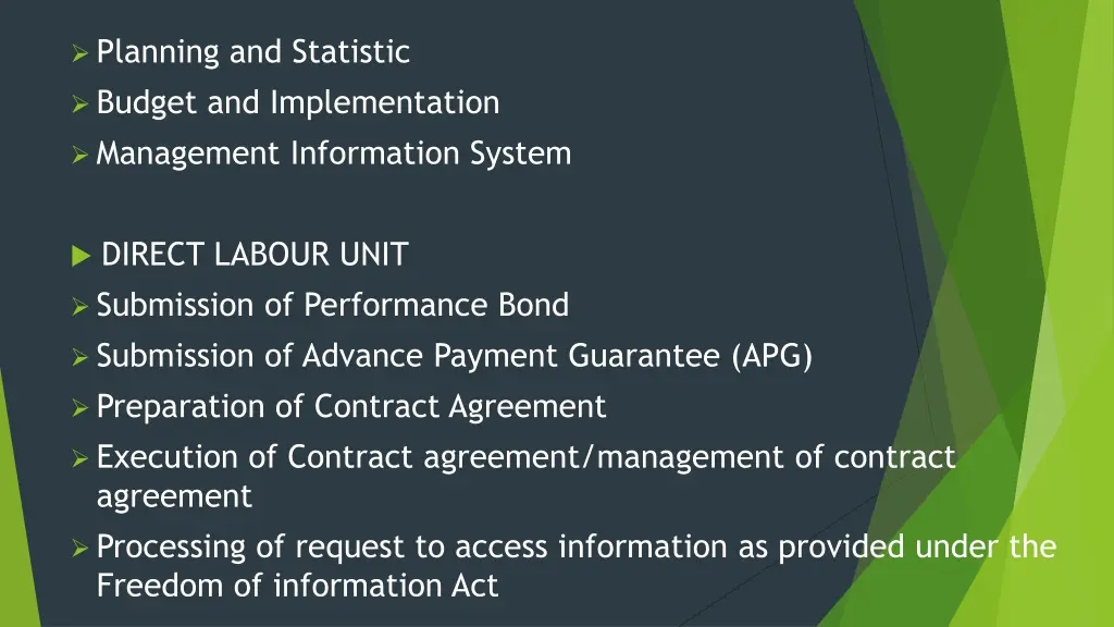 planning and statistic budget and implementation