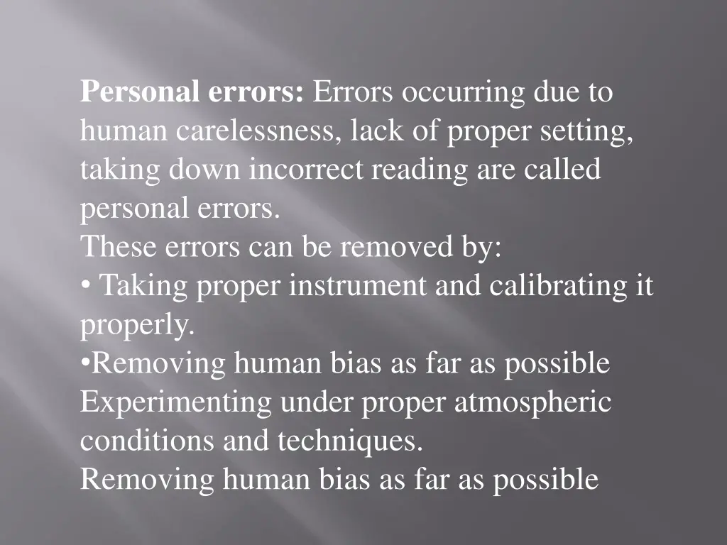 personal errors errors occurring due to human