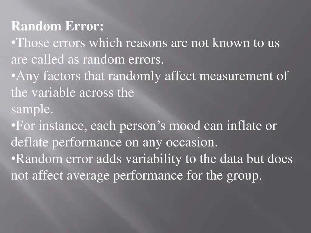 random error those errors which reasons