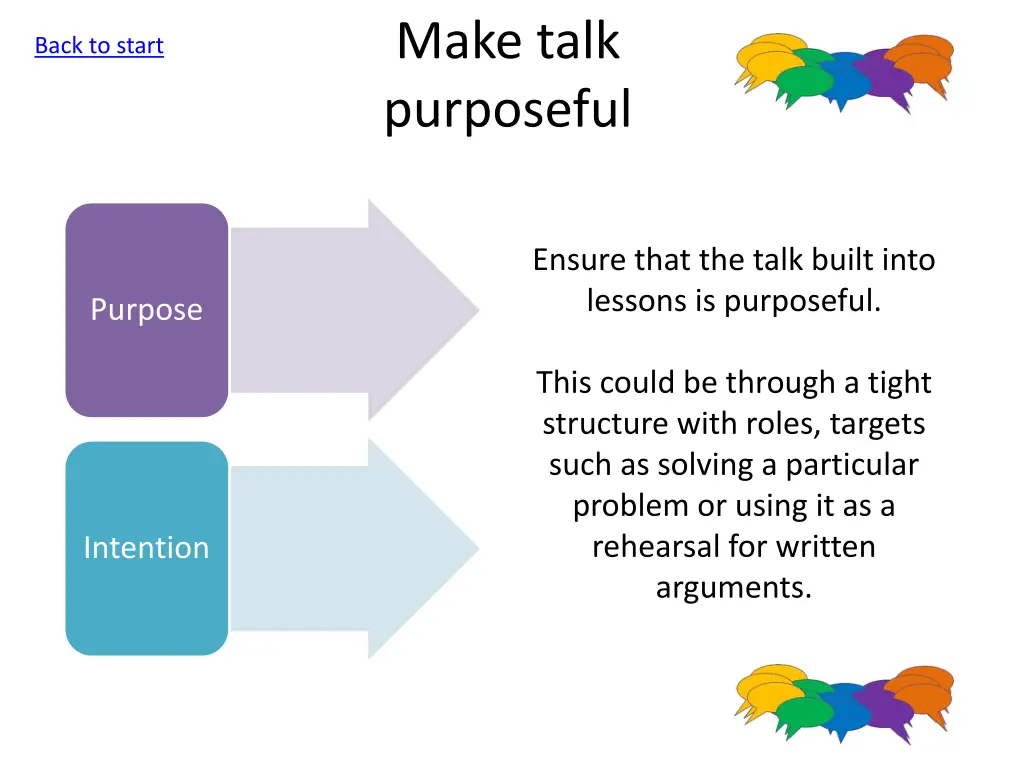 make talk purposeful