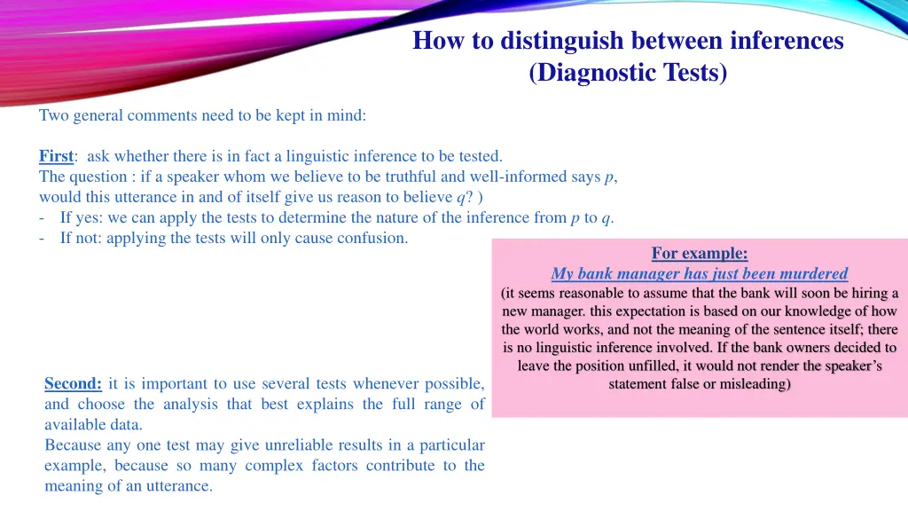 how to distinguish between inferences diagnostic