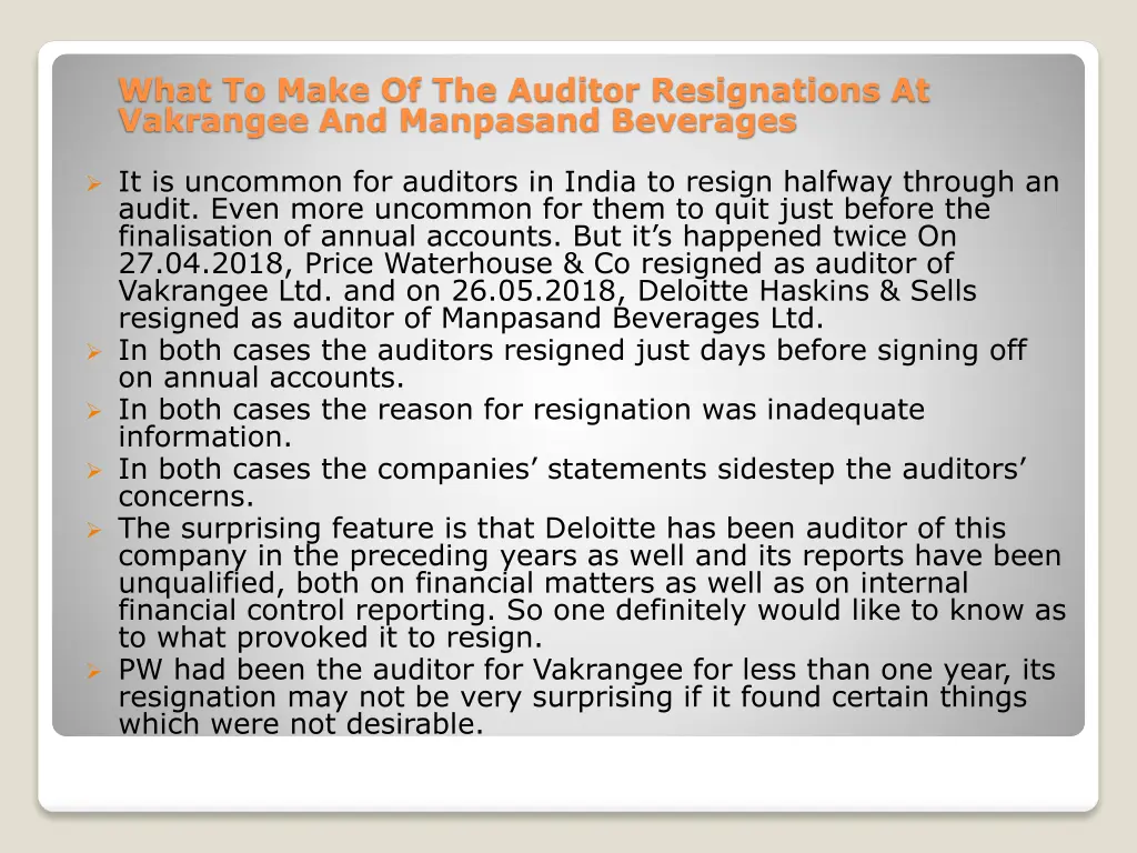 what to make of the auditor resignations