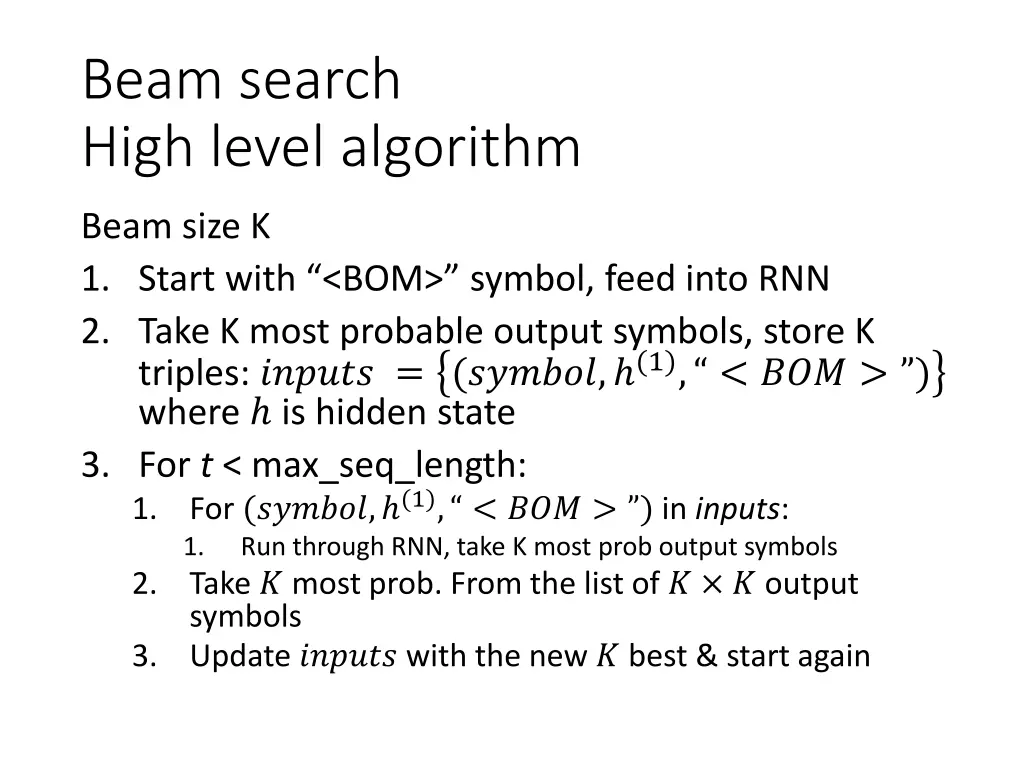 beam search high level algorithm