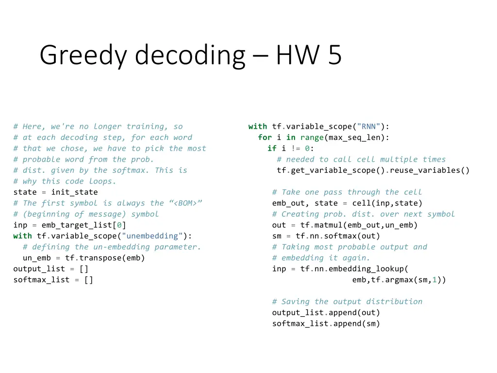 greedy decoding hw 5