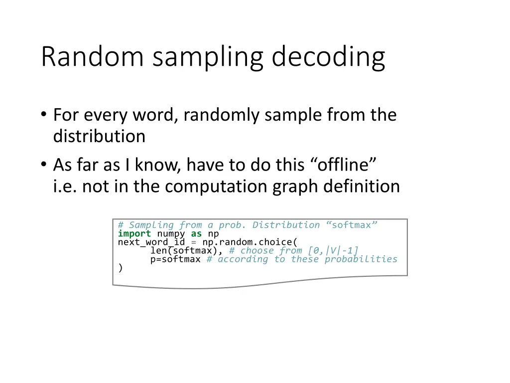 random sampling decoding