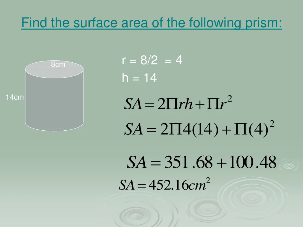 find the surface area of the following prism 1