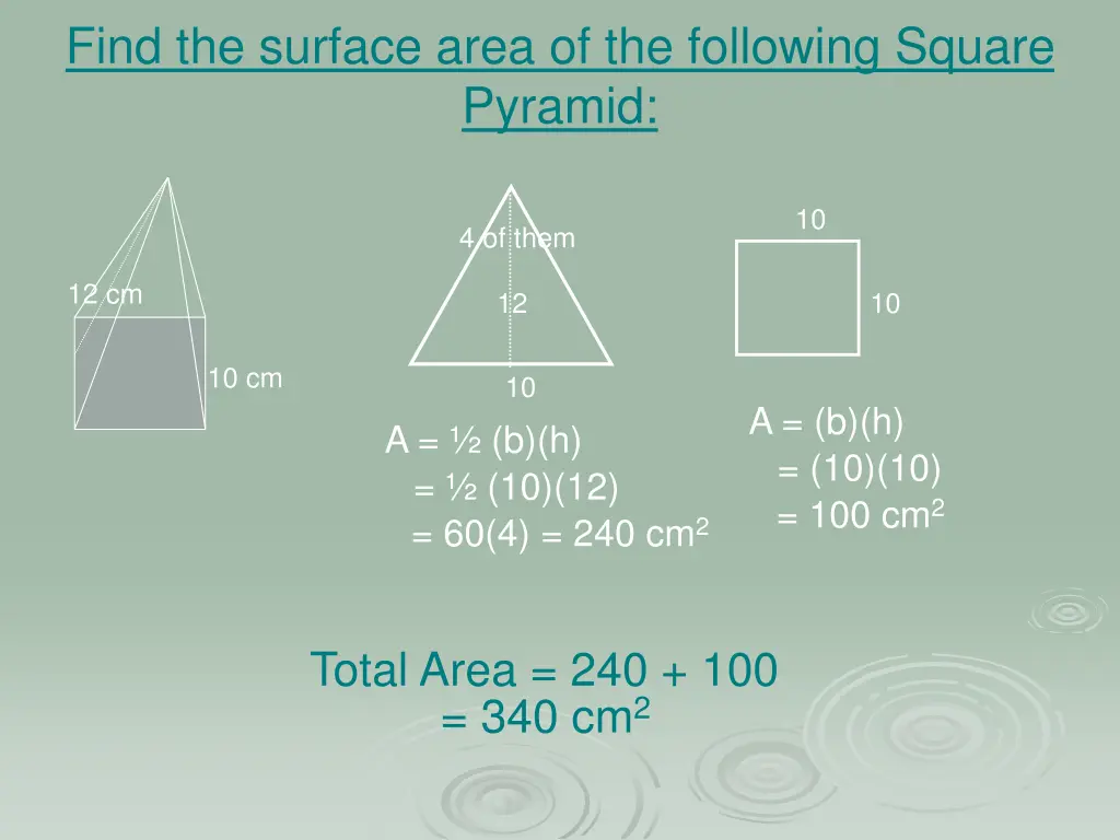 find the surface area of the following square