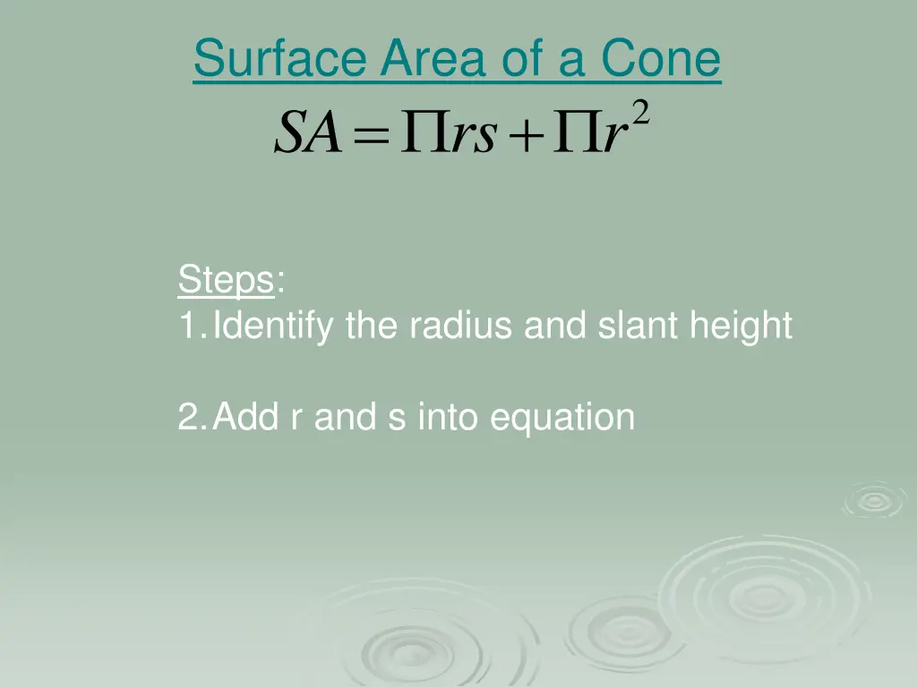 surface area of a cone rs sa