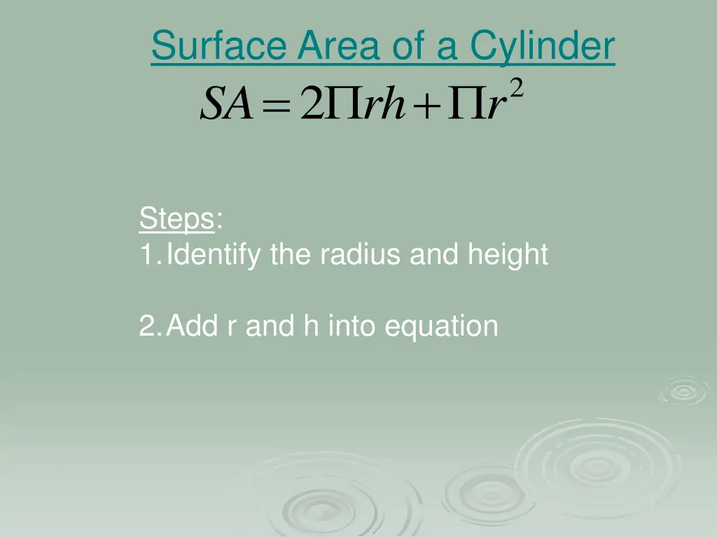 surface area of a cylinder 2 rh sa