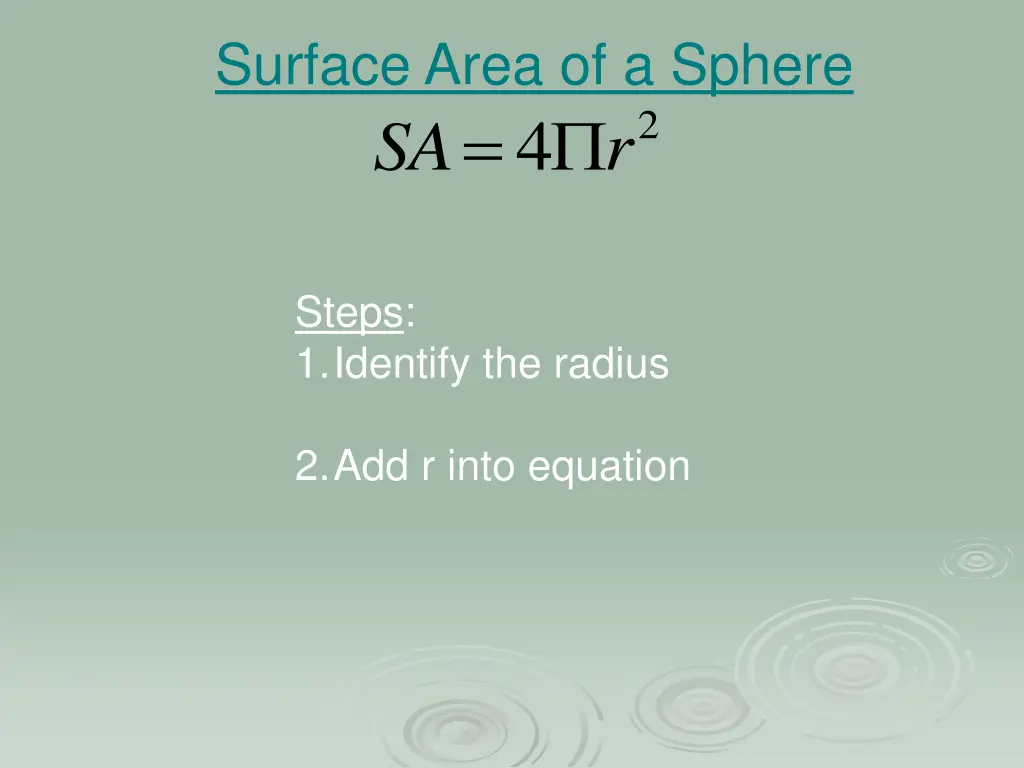 surface area of a sphere 4 r sa