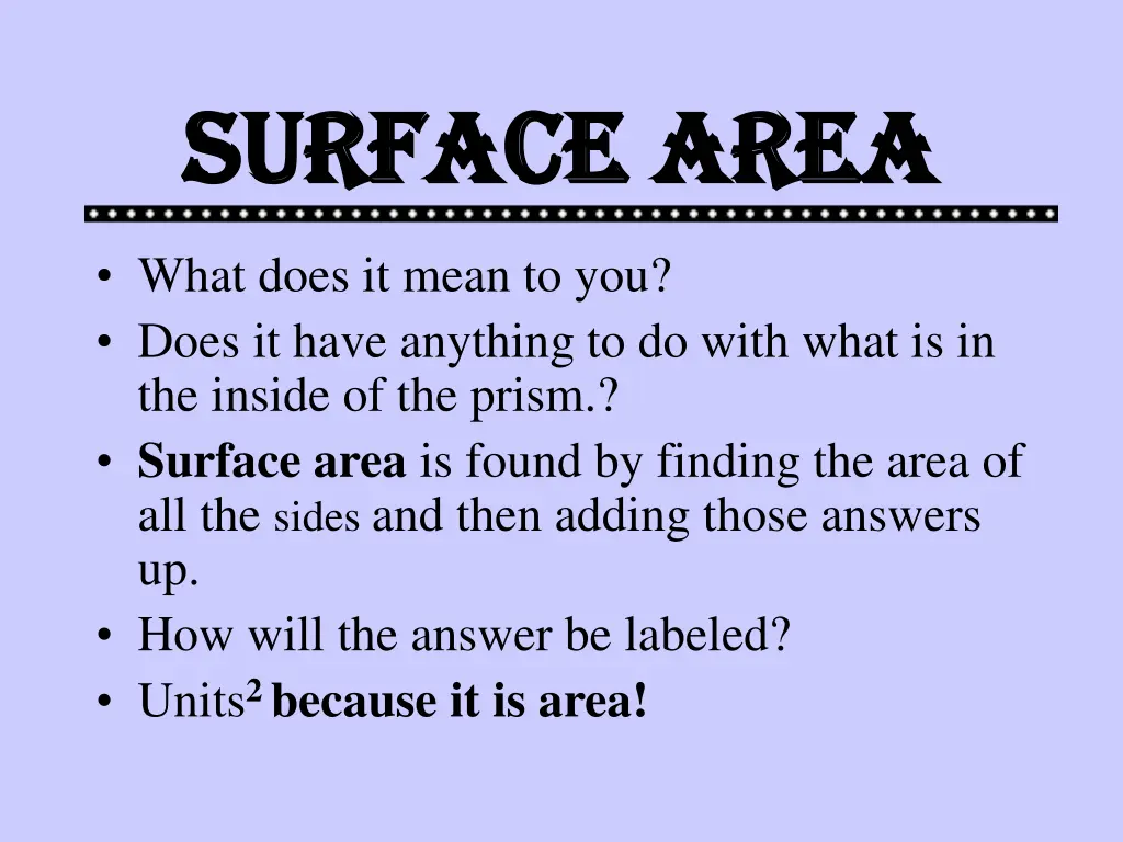 surface area surface area 1