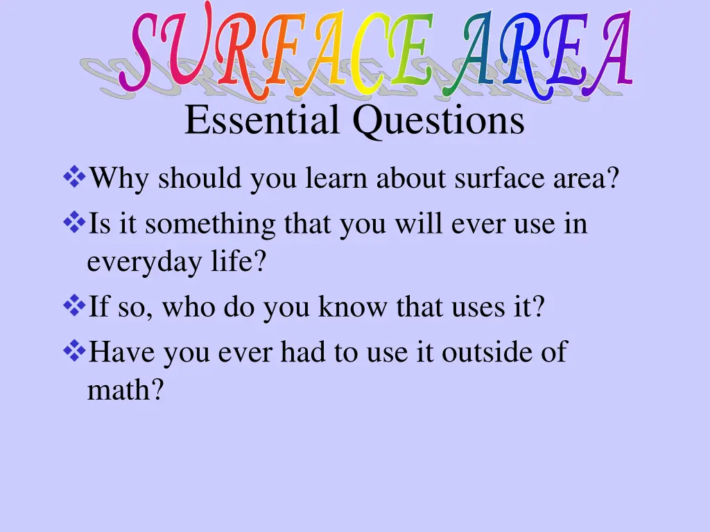 surface area surface area