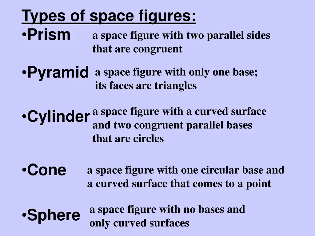 types of space figures prism a space figure with