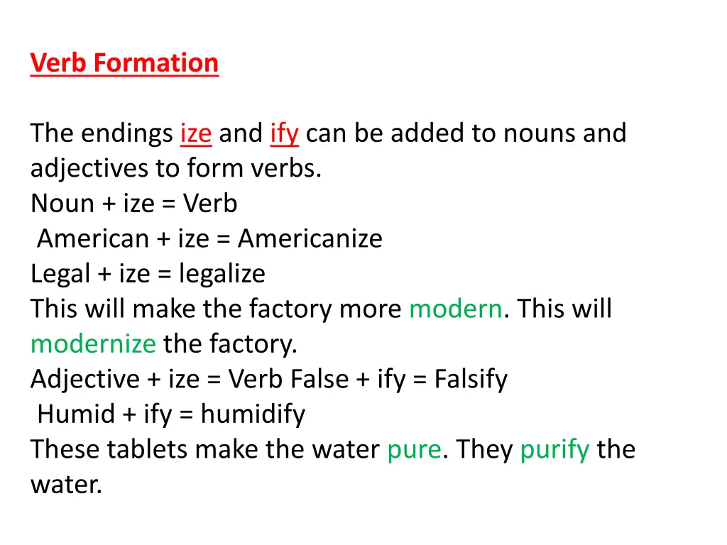 verb formation