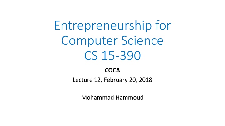 entrepreneurship for computer science cs 15 390