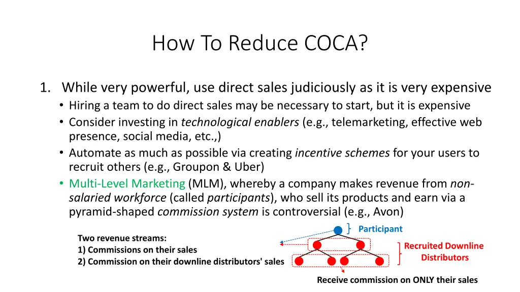 how to reduce coca