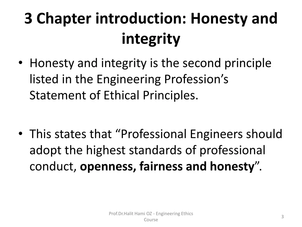 3 chapter introduction honesty and integrity