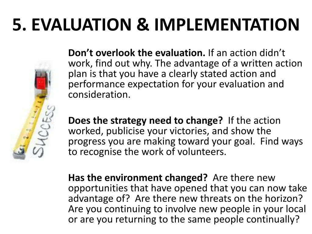 5 evaluation implementation