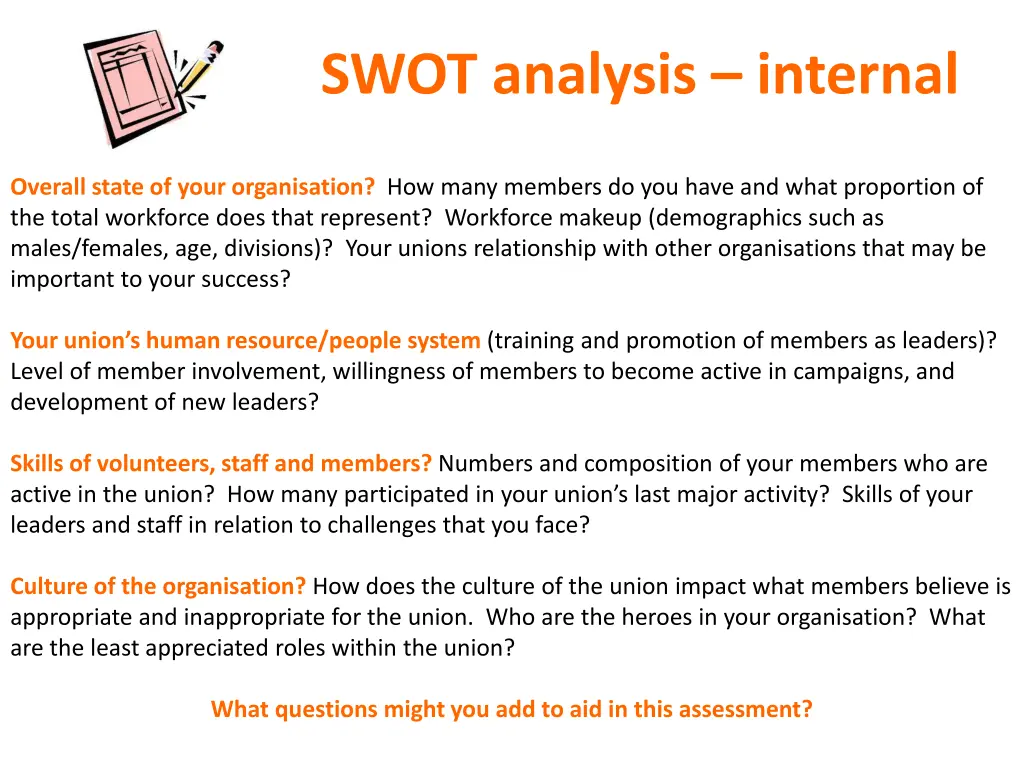 swot analysis internal