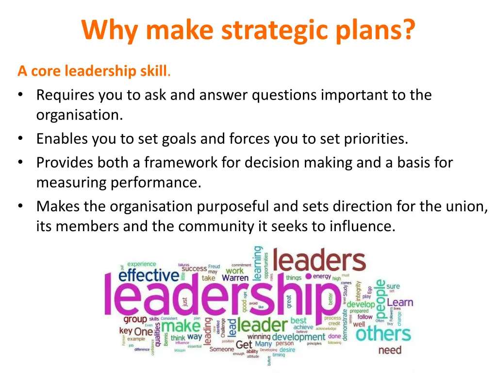 why make strategic plans