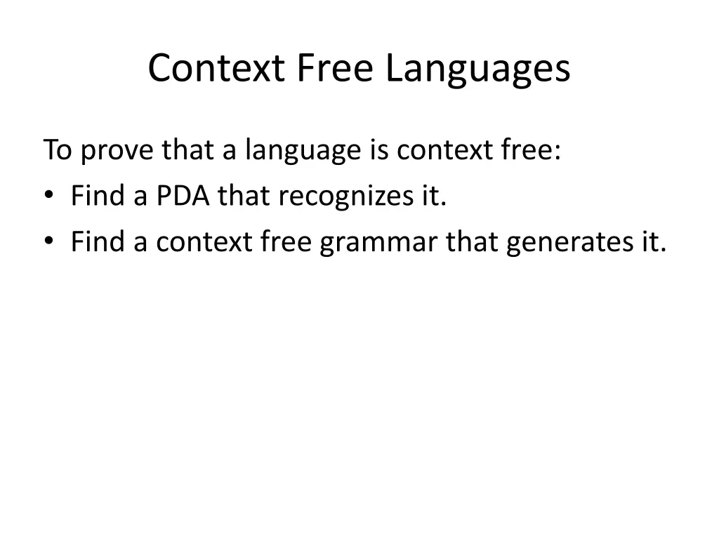 context free languages