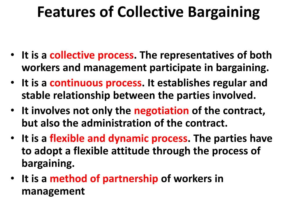 features of collective bargaining