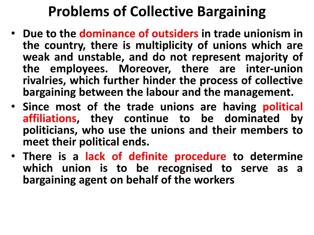 problems of collective bargaining