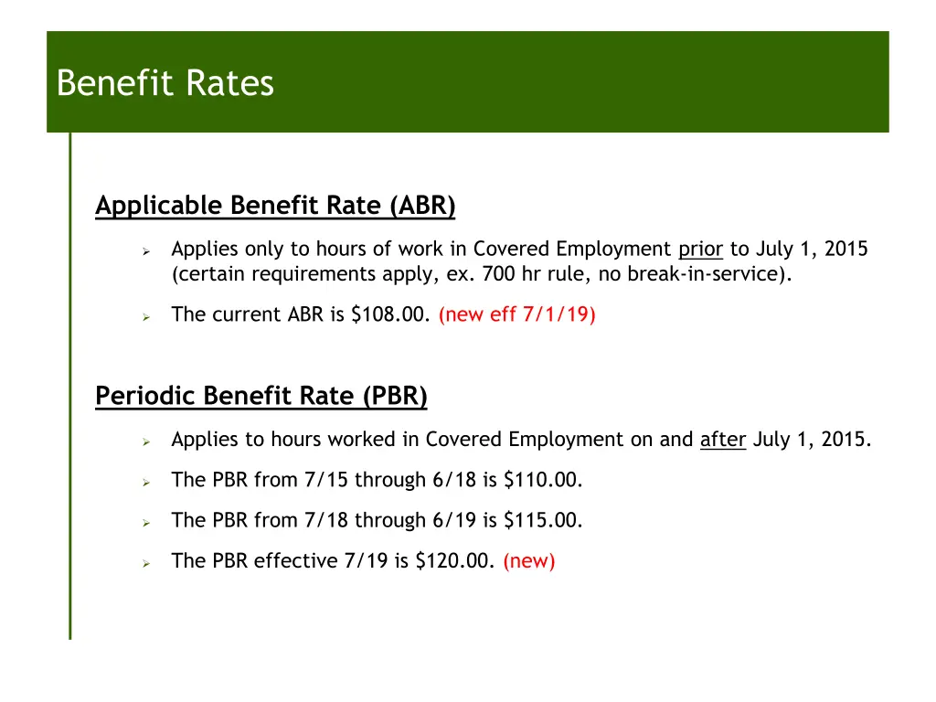 benefit rates