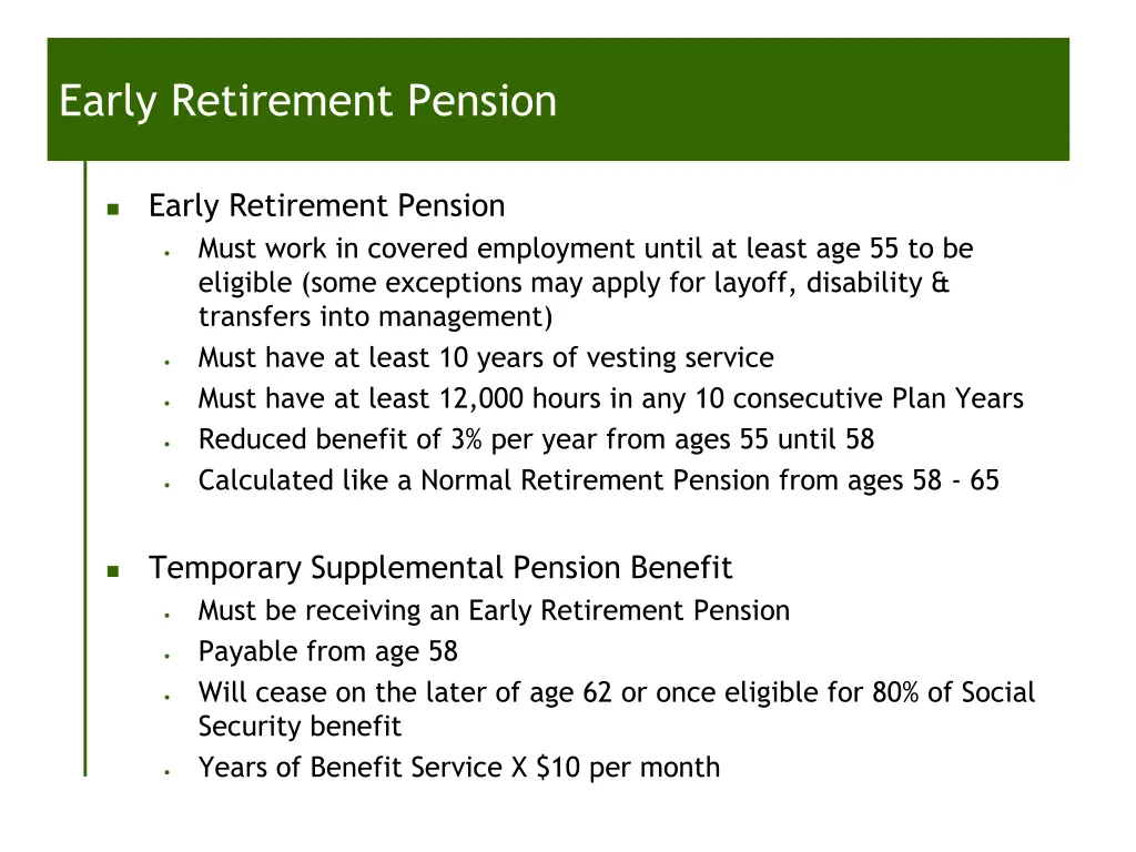 early retirement pension