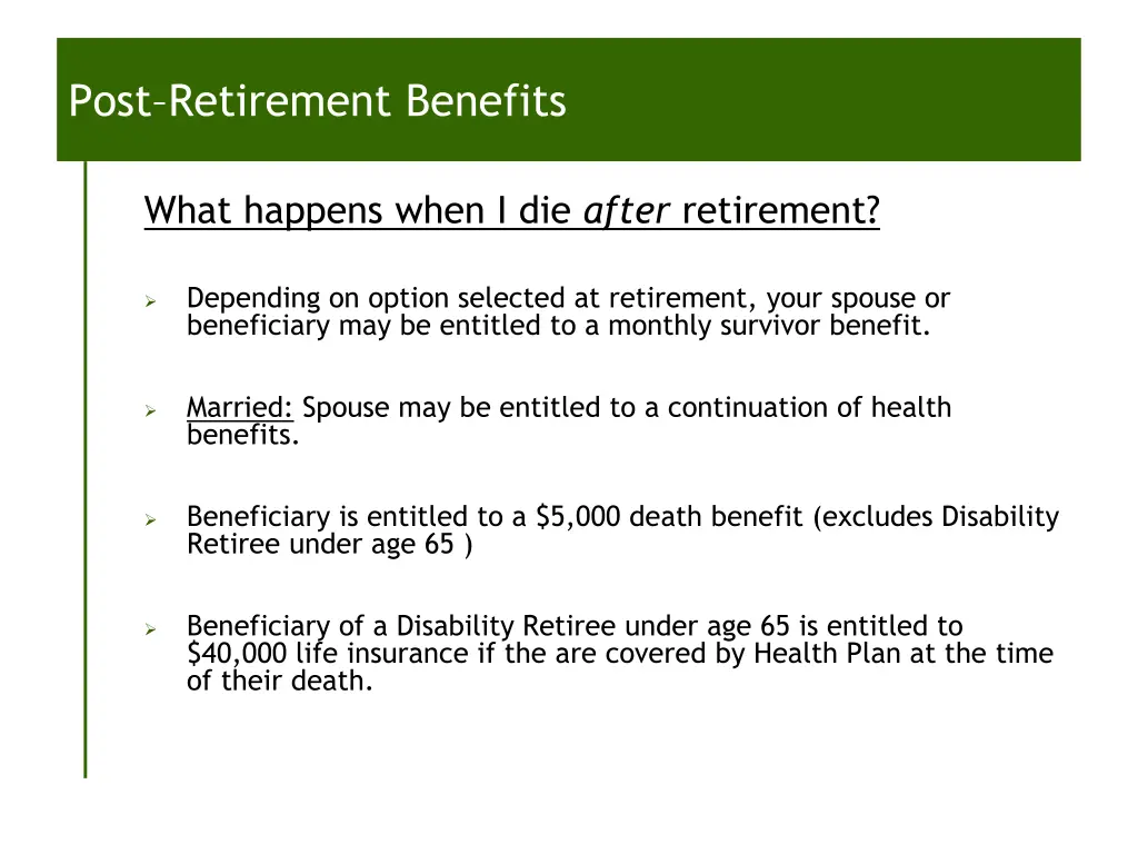 post retirement benefits