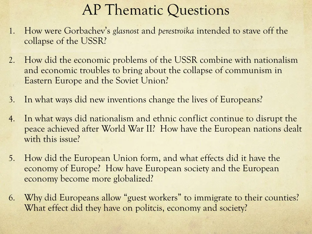 ap thematic questions