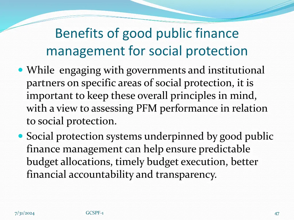 benefits of good public finance management