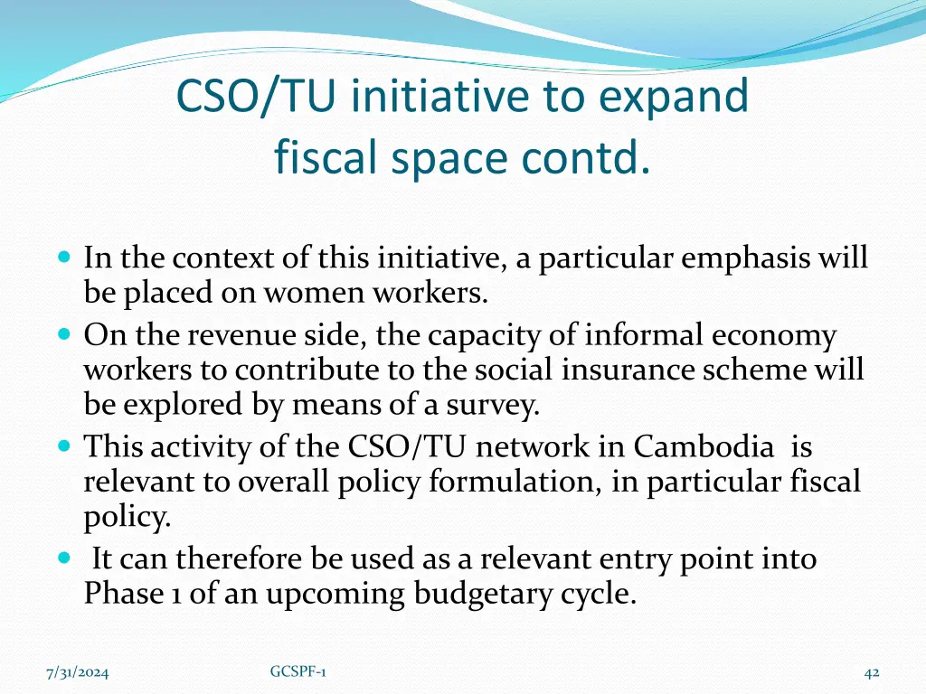 cso tu initiative to expand fiscal space contd