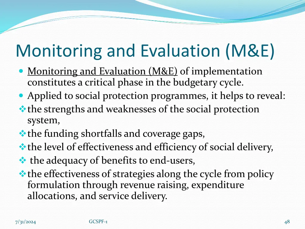 monitoring and evaluation m e