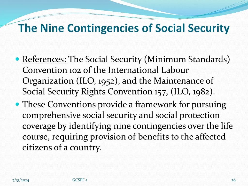 the nine contingencies of social security