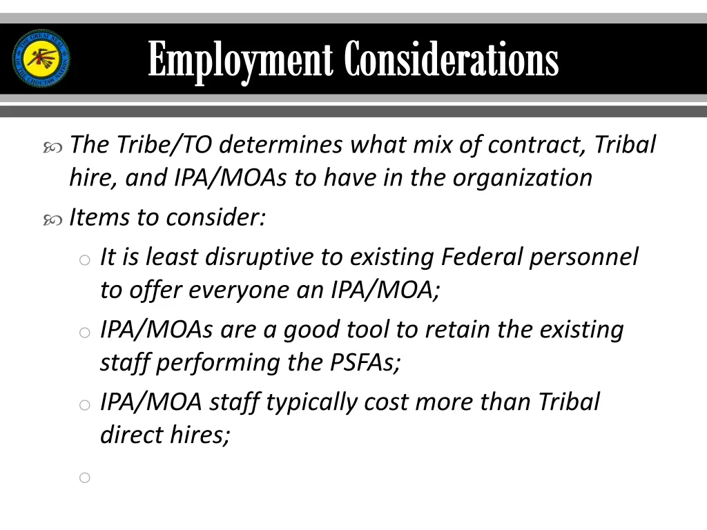 employment considerations