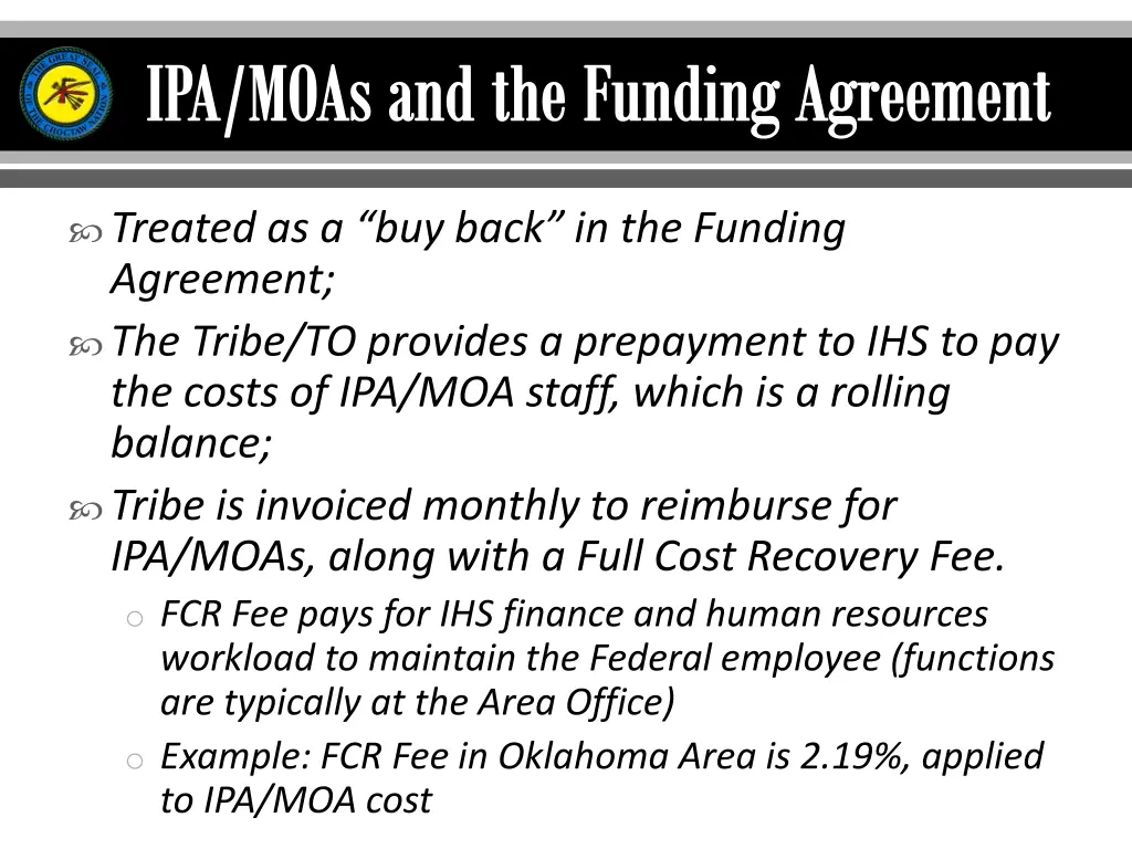 ipa moas and the funding agreement