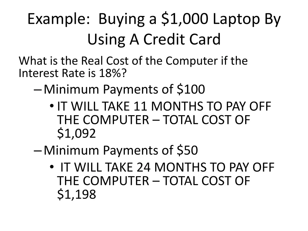 example buying a 1 000 laptop by using a credit